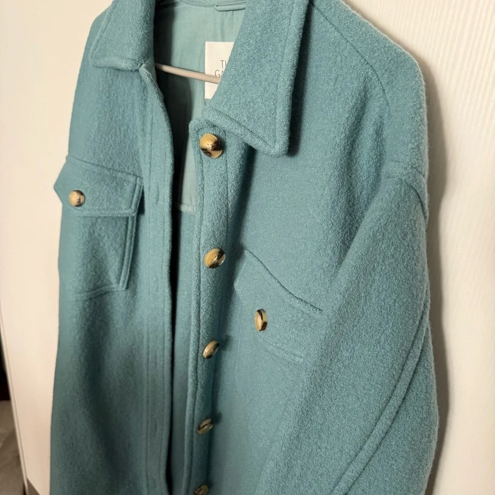 Aritzia Wilfred Ganna Turquoise Shirt Jacket Oversized size small NEW WITH TAGS - Picture 7 of 9